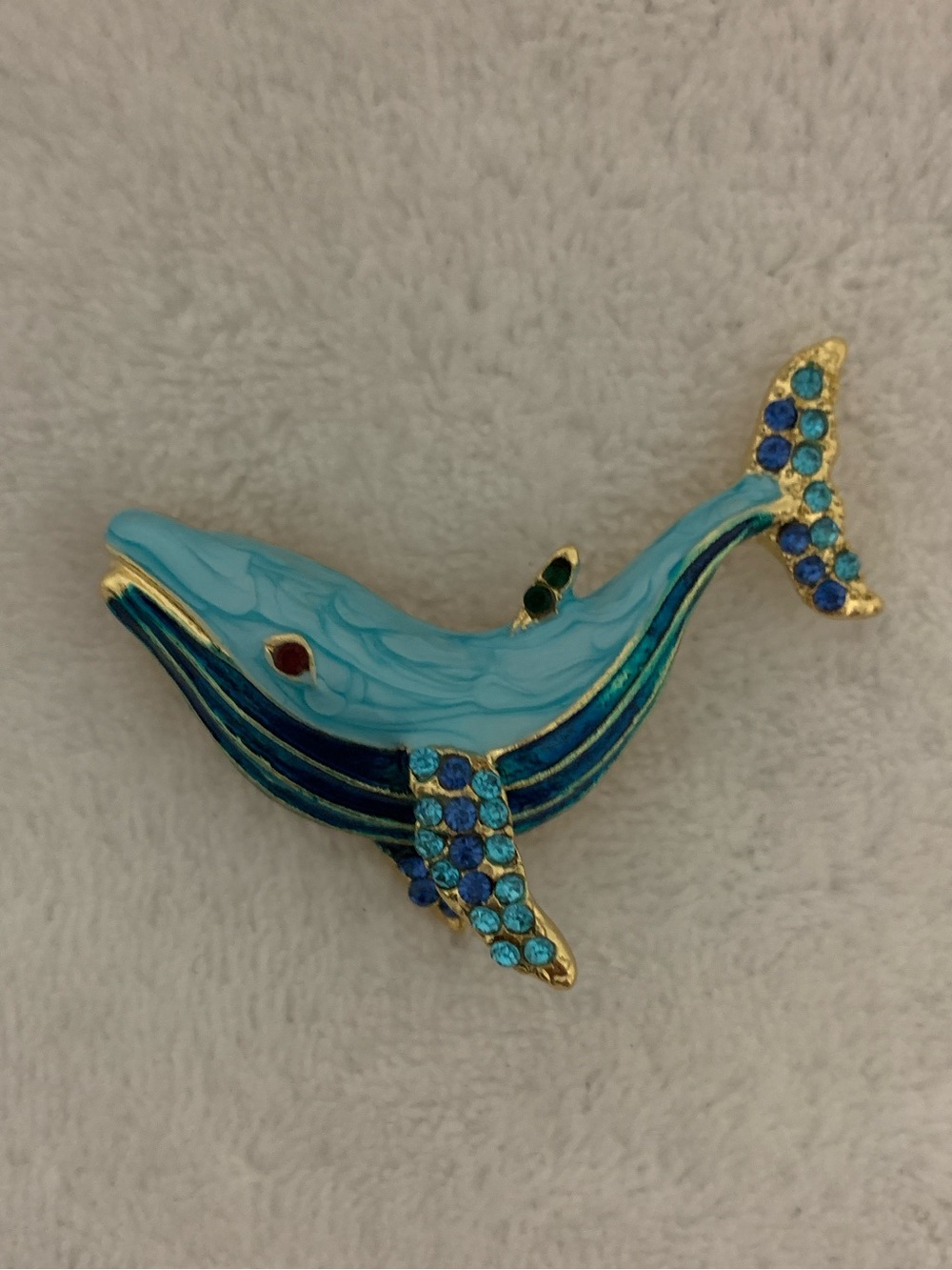 Blue Whale Enamel Crystal Brooch - Women's Jewelry